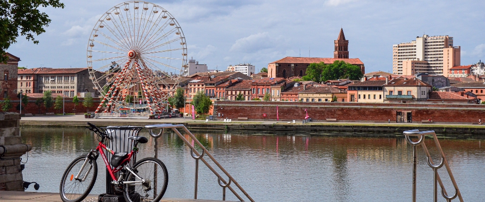 Cityscape of Toulouse, one of France's best university cities, famous for its youthful atmosphere and the River Garonne.